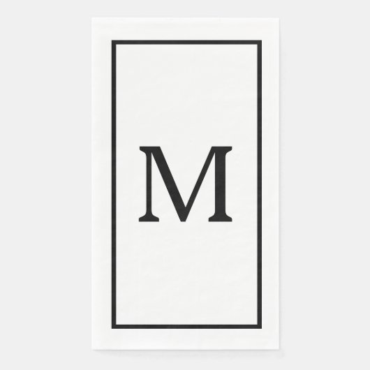 Serviette En Papier Monograms Name Wedding Bridal Shower Black White  (Devant)