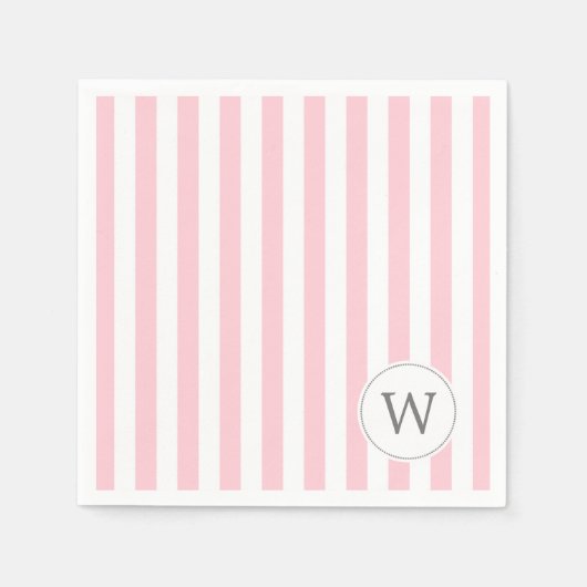 Serviette En Papier Monographie baby shower rose blanc (Devant)