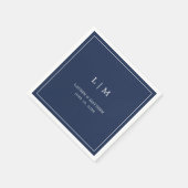 Serviette En Papier Monographie bleu marine simple Mariage élégant (Coin)