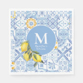 Serviette En Papier Monographie de fruit de citron, carreau bleu (Devant)