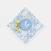 Serviette En Papier Monographie de fruit de citron, carreau bleu (Coin)