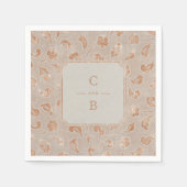 Serviette En Papier Monographie de mariage campagnard rustique en dent (Devant)