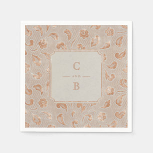 Serviette En Papier Monographie de mariage campagnard rustique en dent