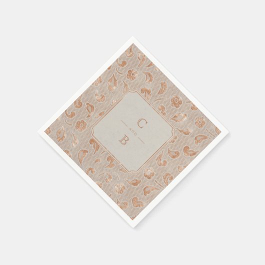 Serviette En Papier Monographie de mariage campagnard rustique en dent (Coin)