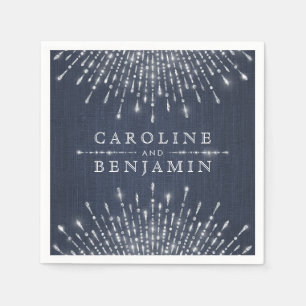 Serviette En Papier Monographie de mariage vintage en argent glam part