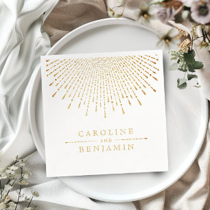 Serviette En Papier Monographie de mariage vintage parties scintillant