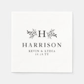 Serviette En Papier Monographie rustique date mariage noir et blanc (Devant)