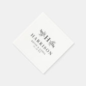 Serviette En Papier Monographie rustique date mariage noir et blanc (Coin)