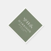 Serviette En Papier Monographie rustique sauge vert mariage personnali (Coin)