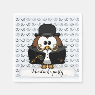 Serviette En Papier Monsieur Hibou Moustache