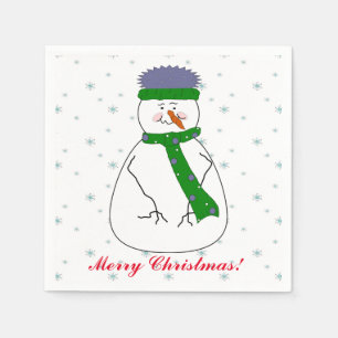 Serviette En Papier Monsieur Snowman, neigeant, neige s'écaille art