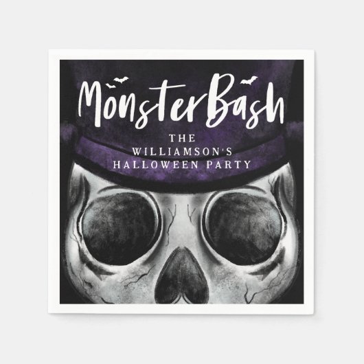 Serviette En Papier Monster Bash Éffrayante Skeleton Halloween Party (Devant)
