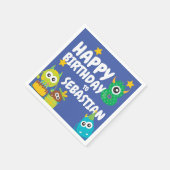 Serviette En Papier Monster Fun Huit Anniversaire Personnalisé (Coin)