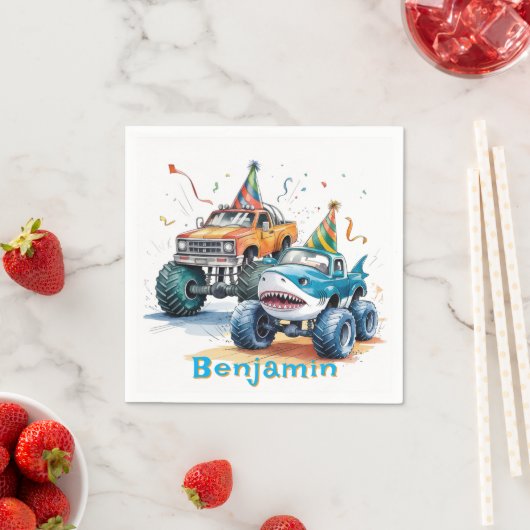 Serviette En Papier Monster Shark Camion Anniversaire Bash (En situation)