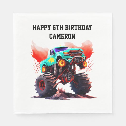 Serviette En Papier Monster Truck Anniversaire de enfant Party (Devant)