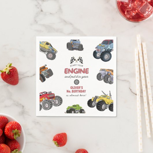 Serviette En Papier Monster truck, boy any age birthday (En situation)