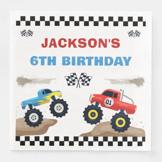 Serviette En Papier Monster Truck Racing fête d'anniversaire (Devant)
