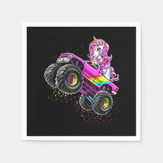 Serviette En Papier Monster Truck Unicorn Anniversaire Party Monster T (Devant)