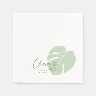 Serviette En Papier Monstera ・ Mariage tropical moderne ・ Feuilles ver