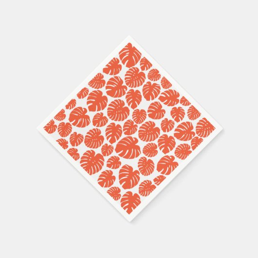 Serviette En Papier Monstera - Orange et blanc (Coin)