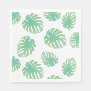 Serviette En Papier Monstera Tropical Leaf Motif Vert