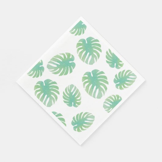 Serviette En Papier Monstera Tropical Leaf Motif Vert (Coin)