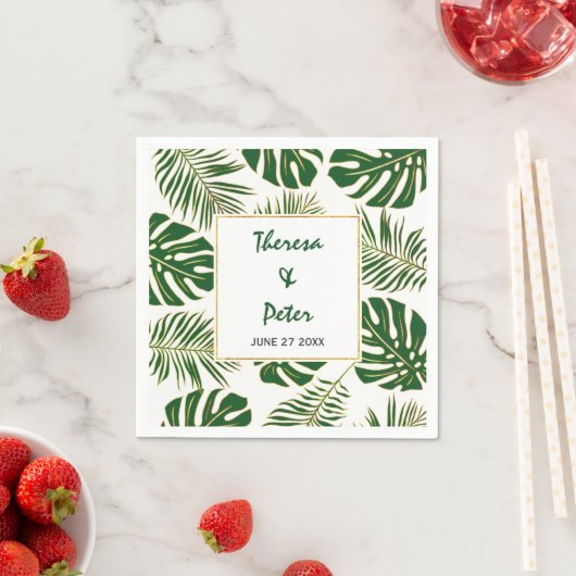 Serviette En Papier Monstère tropicale et palmier feuille moderne mari (En situation)