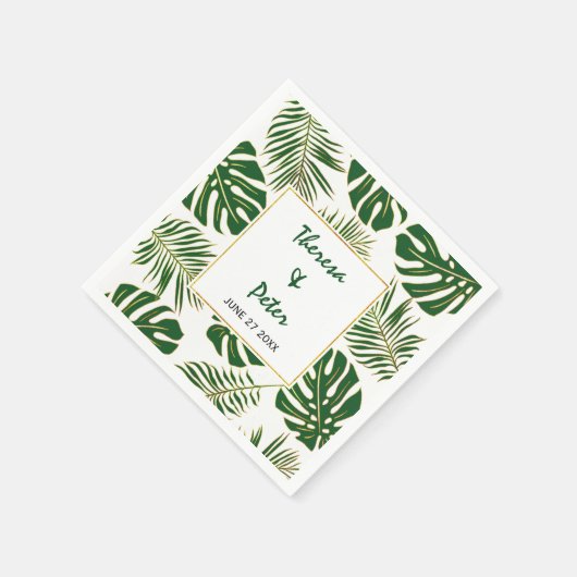 Serviette En Papier Monstère tropicale et palmier feuille moderne mari (Coin)