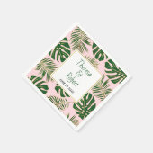 Serviette En Papier Monstère tropicale et palmier feuille rose mariage (Coin)