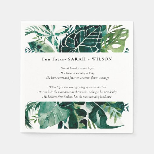 Serviette En Papier Monstère Tropicale Green Foliage Mariage Fun Faits (Devant)