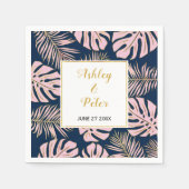 Serviette En Papier Monstère tropicale rose, palmier feuille mariage d (Devant)
