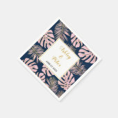 Serviette En Papier Monstère tropicale rose, palmier feuille mariage d (Coin)