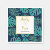 Serviette En Papier Monstère tropicale turquoise, palmier feuille mari (Devant)