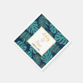 Serviette En Papier Monstère tropicale turquoise, palmier feuille mari (Coin)
