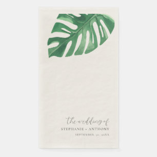 Serviette En Papier Monstère tropicale verte Feuille Mariage d'été