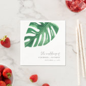 Serviette En Papier Monstère tropicale verte Feuille Mariage d'été (En situation)