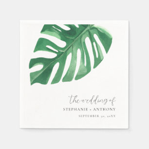 Serviette En Papier Monstère tropicale verte Feuille Mariage d'été
