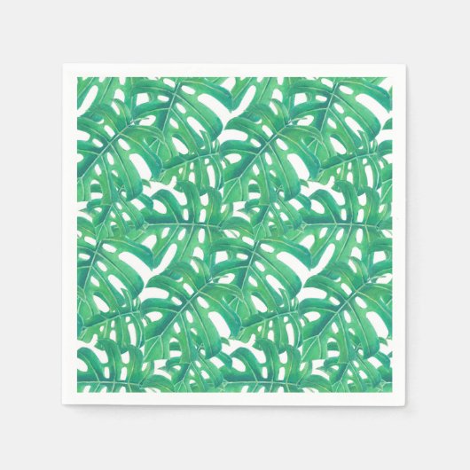 Serviette En Papier Monstère verte tropicale feuille motif (Devant)