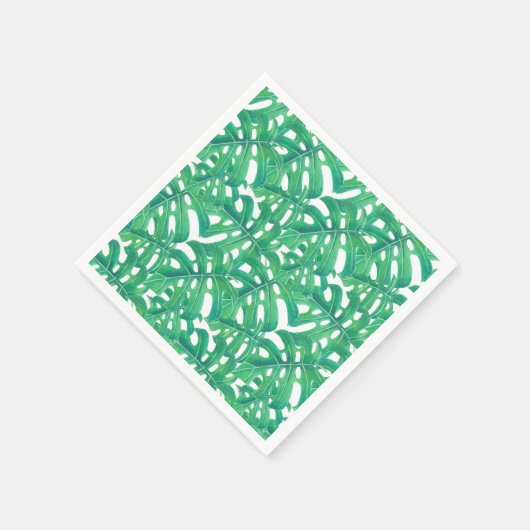 Serviette En Papier Monstère verte tropicale feuille motif (Coin)