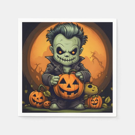 Serviette En Papier Monstre déplaisant et Jack-O-Lanterns (Devant)