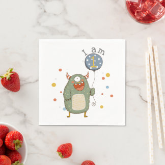 Serviette En Papier Monstre mignon sur mesure avec Balloon Anniversair