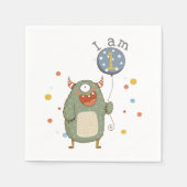 Serviette En Papier Monstre mignon sur mesure avec Balloon Anniversair (Devant)