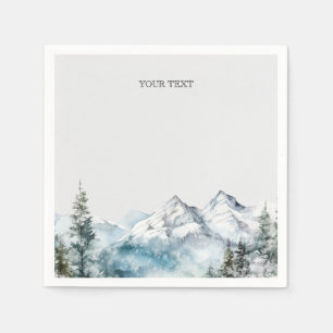 Serviette En Papier Montagne aquarelle rustique personnalisée