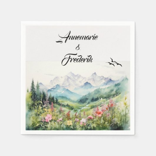Serviette En Papier Montagne et Fleur sauvage (Devant)
