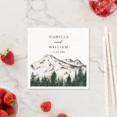 Serviette En Papier Montagnes Aquarelle Rustic Forest Mariage (En situation)