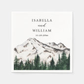 Serviette En Papier Montagnes Aquarelle Rustic Forest Mariage (Devant)