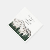 Serviette En Papier Montagnes Aquarelle Rustic Forest Mariage (Coin)