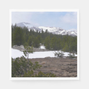 Serviette En Papier Montagnes de la Sierra Nevada et neige à Yosemite