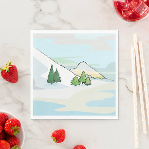 Serviette En Papier Montagnes d'hiver Paysage neigeux