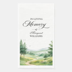 Serviette En Papier Montagnes et arbres Célébration de la vie funérair